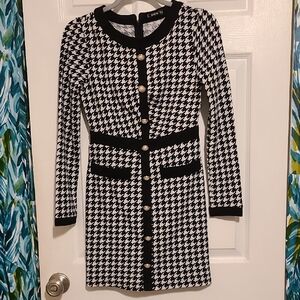 Milly Black and White Houndstooth Blazer